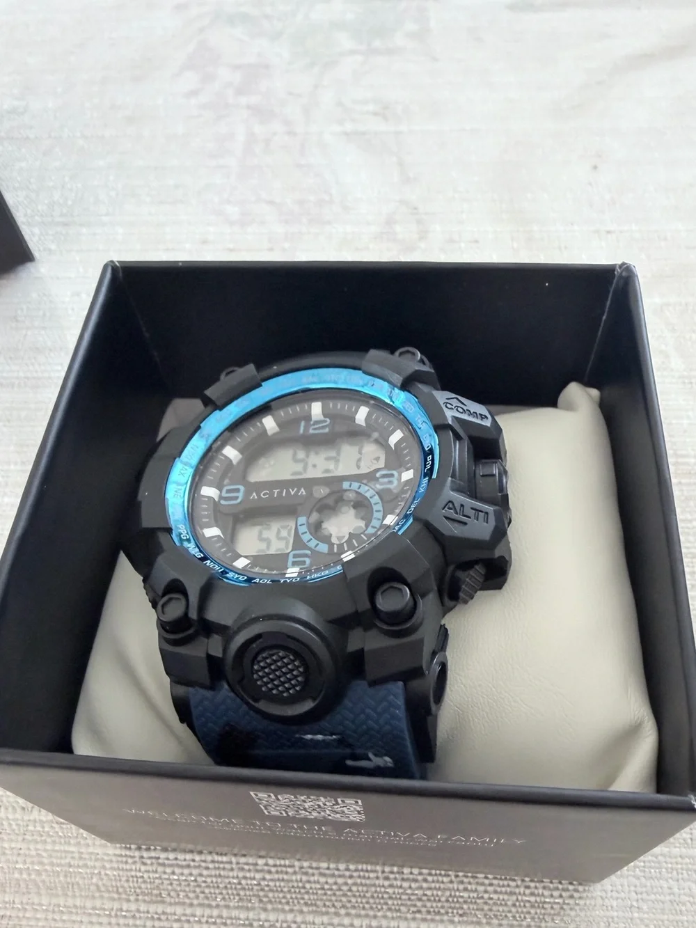 Activa  Men’s Black Watch with Blue Camouflage Strap